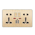 Miniatyrbilde 1 av 4: Multifunksjons stikkontakt med trykknapp, UK 13A, 2.1A dobbel USB-lader, tre- og to-hulls vegguttak Gold