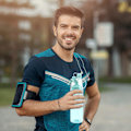 Miniatyrbilde 4 av 7: Vannsprayflaske Misting Vannflaske Sport Vannflaske for Utendørs Hydrering 580ml Drikkeflaske med Flip Straw, for Fukting Kjøling Glossy Blue