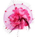 Miniatyrbilde 3 av 5: Damer Fascinator Pillbox Hatt Kvinner Blomst Bowler Hatt Fjær Brud Bryllup Cocktail Hatt Hårklipp Fest Hatt Hårtilbehør med Hår Rose Red