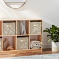 Miniatyrbild 4 av 4: 1 st Fällbar Förvaringslåda/Organiserare i Tyg med Handtag, Solid Beige, 26,6 x 26,6 x 27,9 cm (6 st/Set)