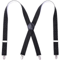 Pikkukuva 1 / 3: Miesten henkselit vahvoilla metallilukkoilla, 4 x takana kestävä joustava säädettävä henkselit, raskaskäyttöiset miesten henkselit Black and White