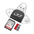 Miniatyrbild 1 av 5: 4-i-1 SD-kortläsare Micro TF-adapter för att visa kamerafoton och videor på Windows Mac iPhone Android black