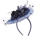 Miniatyrbilde 1 av 5: Damer Fascinator Pillbox Hatt Kvinner Blomst Bowler Hatt Fjær Brud Bryllup Cocktail Hatt Hårklipp Fest Hatt Hårtilbehør med Hår Deep Blue