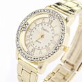 Miniatyrbillede 2 af 5: Dame Mode Rustfrit Stål Analog Quartz Armbåndsur Rhinestone Armbåndsur