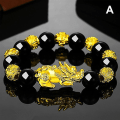Miniatyrbillede 2 af 4: Feng Shui sort obsidian jade perler armbånd tiltrækker rigdom og held og lykke bangle C