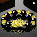 Miniatyrbillede 2 af 4: Feng Shui sort obsidian jade perler armbånd tiltrækker rigdom og held og lykke bangle E