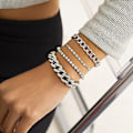 Miniatyrbild 2 av 5: 4 st Ormbenskedjearmband Set för Kvinnor Silver One-size