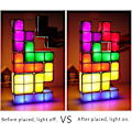 Miniatyrbilde 3 av 5: Tetris Stackable Nattlys, 7 stk Diy Led 7 Farger 3d Puslespill Induksjon Interlocking Skrivebordslampe Belysning Diy Magic Blokker Sterkt Lys For Barn Tenåringer