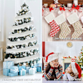 Miniatyrbillede 4 af 5: Falsk Pelsbånd 4 stk/sæt Juletræsskørt Nisse til Dukke Skæg Dekoration til Juletræ Girlander Krans Kostume Trimning Tilbehør Black and white