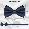 Miniatyrbilde 2 av 4: Herre Sløyfe, Klassisk Ensfarget Forhåndsknyttet Sløyfe for Menn, Sateng Tux Sløyfe, Justerbar Formell Hals Sløyfe for Fester, Bryllup (Marineblå)