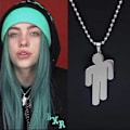 Miniatyrbillede 5 af 5: Billie Eilish rustfrit stål vedhæng halskæde, skurk halskæde, rustfrit stål par vedhæng halskæde