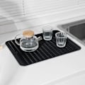 Miniatyrbillede 2 af 7: Silikone opvaskemåtte, afdrypningsmåtte til køkkenbord, varmebestandig måtte, nem at rengøre afdrypningsmåtte, skridsikker opvaskeunderlag Black