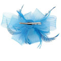 Miniatyrbild 3 av 4: Kvinnlig Fascinator Hatt Blomma Bröllop Fascinator Hårband Fjäder Flapper Brud Hårprydnad Huvudbonader Pillbox Hatt Bowler Mini Topphatt Hårklämmor(blå)