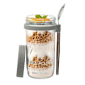 Miniatyrbild 1 av 5: Glasbehållare för Havregryn med Sked - 350ml Flerfärgad 30 cl Mason Jar med Bred Öppning för Overnight Oats, Flingor, Yoghurt - Lufttät Förslutning och Läcksäkert Lock Grey 600ML