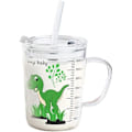 Miniatyrbilde 1 av 5: Melkekopp for barn med sugerør, 400 ml Transparent Glass Lære å drikke treningskopp, Mikrobølgesikker drikkekopp med lekkasjesikkert lokk for småbarn (#2)