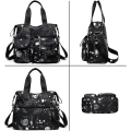 Miniatyrbilde 4 av 5: Tote Bag for Women,Large Capacity Top Handle Handbags with Multi Pockets & Zip,Lightweight Ladies Shoulder Bags,Nylon Cross body(Grey Star Sky) grey