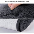 Miniatyrbillede 4 af 5: Tykt bademåtte til badeværelse, absorberende, ultrablødt måttetæppe, fluffy mikrofiber-sengetæppe, hurtigtørrende, maskinvaskbart - 40 x 60 cm (sort)