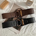 Miniatyrbillede 1 af 5: 2 stk. Kvinders Ægte Læder Elastiske Bælter til Kjole, Vintage Bred Strækbar Korset Snøre Bælte Elegant Talje, sort, brun
