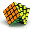 Miniatyrbillede 1 af 5: 4x4 Speed Cube, QiYuan Original 4x4x4 Hurtigterning Super-Holdbar Mærkat med Levende Farver (4x4x4)