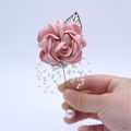 Miniatyrbilde 2 av 3: Brudgom, forlover, brudesvenn, brud og brudepike knapphullsblomst med knapphullsblomst for bryllup, hjemkomstball (burgunder, 2-pakning)