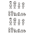 Miniatyrbillede 1 af 5: 20 stk. Bilsticker Familie Med Kæledyr Bilsticker Held & Lykke Stickers Til Vindue (Sort)