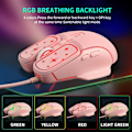 Miniatyrbillede 4 af 5: Gaming Mus, 4 farver baggrundsbelyst optisk spilmus ergonomisk USB kablet med 7200 DPI og 6 knapper 4 skydning til computer/Win/Mac/Andriod/iOS (Pink)