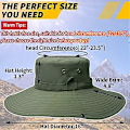 Miniatyrbilde 3 av 5: Solhatt for menn, UPF50 Vanntett Bredbremmet Boonie-hatt Solhatt Fiskehatt for Safari Vandring Strand Hage Army Green