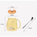 Miniatyrbillede 2 af 5: Kattekrus Sød Keramisk Killing Kaffekop med Dejligt Kitty Låg Rustfri Stål Ske til Kaffe Te Mælk 380ML Te Mælk Julekrus til Kvinder (Gul)