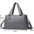 Miniatyrbilde 3 av 5: Håndvesker for damer Topphåndtak Lær Skulder Crossbody Vesker Dame Tote Messenger Designer Vesker (Grå)
