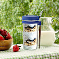 Miniatyrbild 4 av 5: Glasbehållare för Havregryn med Sked - 350ml Flerfärgad 30 cl Mason Jar med Bred Öppning för Overnight Oats, Flingor, Yoghurt - Lufttät Förslutning och Läcksäkert Lock Blue 350ML
