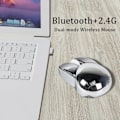 Miniatyrbillede 4 af 5: [2.4G+Bluetooth] Trådløs Bluetooth-mus 2.4G USB-computermus, lydløs dual-mode kaninformet trådløs mus til bærbar PC iPad, 1200dpi, sølv