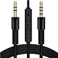 Miniatyrbild 1 av 5: 1,2 m 3,5 mm till 3,5 mm Han till Han Stereo Audio Aux-kabel Hörlurssladd med tryckknappsvolymkontroll Mikrofon Black
