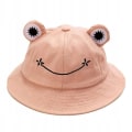 Miniatyrbild 1 av 4: Cartoon Groda Hinkhatt, Unisex Sommar Solhatt För Vuxna, Fällbar Bred Brätte Fiskarehatt Pink