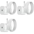 3-pakning - iPhone-lader - Hurtiglader - Adapter + 2m kabel 20W USB-C Hvit 3-pakning iPhone (NT) 3-pakning_tfrf 3-pakning USB-C 3-Pack USB-C