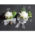 Miniatyrbillede 2 af 5: 2 stk. Hvide Rose Håndledsblomster og Mænds Bryllupsblomster til Bryllupsceremoni og Håndledsbuket, Brudes Bryllupsblomster Tilbehør