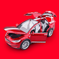 Pikkukuva 1 / 5: 1:24 Tesla Model X SUV Seosautomalli Painevalettu Metalliauto Ajoneuvomalli Simulaatio Ääni- ja Valokokoelma Lasten Lelulahja Red