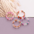 Miniatyrbillede 3 af 4: Harpiksringe til kvinder og piger Retro Akryl Chunky Farverige Ringe Finger Stacking