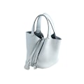 Miniatyrbillede 1 af 5: Dame Læder Håndtaske Grøntsagskurv Taske Tote Taske Håndtaske Kohud Spand Taske Ins White