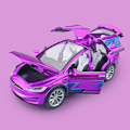 Pikkukuva 1 / 5: 1:24 Tesla Model X SUV Seosautomalli Painevalettu Metalliauto Ajoneuvomalli Simulaatio Ääni- ja Valokokoelma Lasten Lelulahja Purple