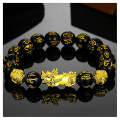 Miniatyrbillede 1 af 4: Feng Shui sort obsidian jade perler armbånd tiltrækker rigdom og held og lykke bangle F