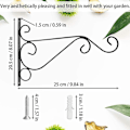 Miniatyrbillede 2 af 5: 4 stk. Smedejerns Hængende Plante Krog Væghængt Planteholder Med Skruer Væghængt 26 * 21 * 1,5 cm Retro-sort