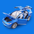 Pikkukuva 1 / 5: 1:24 Tesla Model X SUV Seosautomalli Painevalettu Metalliauto Ajoneuvomalli Simulaatio Ääni- ja Valokokoelma Lasten Lelulahja Blue