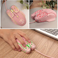 Miniatyrbillede 5 af 5: Gaming Mus, 4 farver baggrundsbelyst optisk spilmus ergonomisk USB kablet med 7200 DPI og 6 knapper 4 skydning til computer/Win/Mac/Andriod/iOS (Pink)