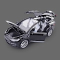 Pikkukuva 1 / 5: 1:24 Tesla Model X SUV Seosautomalli Painevalettu Metalliauto Ajoneuvomalli Simulaatio Ääni- ja Valokokoelma Lasten Lelulahja Black