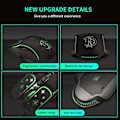 Miniatyrbillede 2 af 5: Gaming Mus, 4 farver baggrundsbelyst optisk spilmus ergonomisk USB kablet med 7200 DPI og 6 knapper 4 skydning til computer/Win/Mac/Andriod/iOS (sort)
