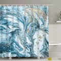 ##/Marmor Mönstrad Duschdraperi Blå Abstrakt Akvarell Spiral Textur Mineral##/