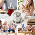 Miniatyrbillede 4 af 4: Tekugle, Tesigte med kæde, Tekande i rustfrit stål, Tefilter med drypbakke, til krydderier, kaffe, tekande, kop