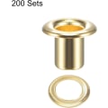 Miniatyrbild 4 av 5: Grommets Öglor med brickor Kit, 9 x 4,5 x 7mm Koppar Grommet Krompläterad för DIY eller hantverksprojekt Mässingston 200 Set