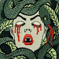 Miniatyrbild 2 av 5: Blodig Medusa broderad märke strykjärn sydd lapp, fantastisk punk klänning dekoration lappning lapp