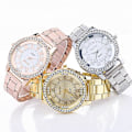 Miniatyrbillede 3 af 5: Dame Mode Rustfrit Stål Analog Quartz Armbåndsur Rhinestone Armbåndsur